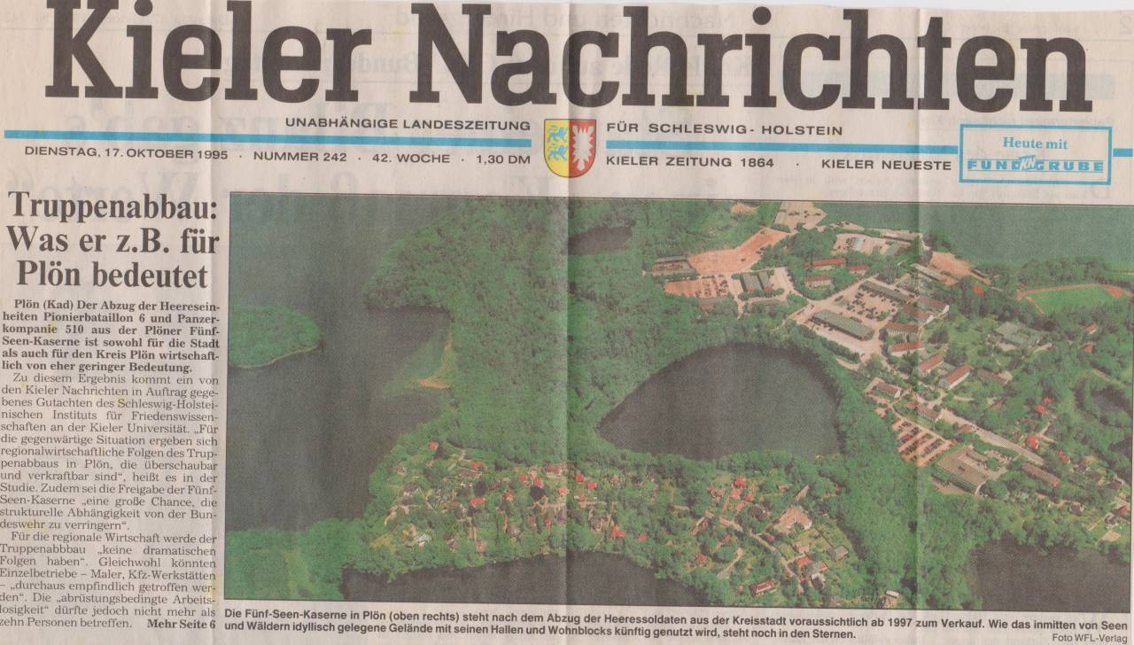 Kieler Nachrichten, Fünf-Seen-Kaserne, Quelle: ploenerpioniere.de, Foto: WFL-Verlag