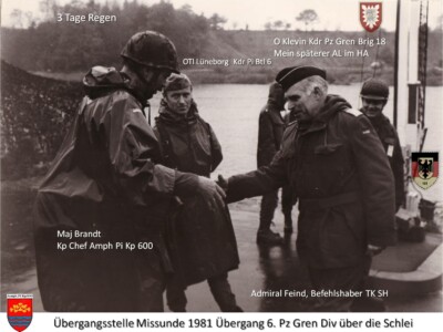 Übergangsstelle Missunde, Maj Brandt Und Admiral Feind, 1981, Foto: Brandt