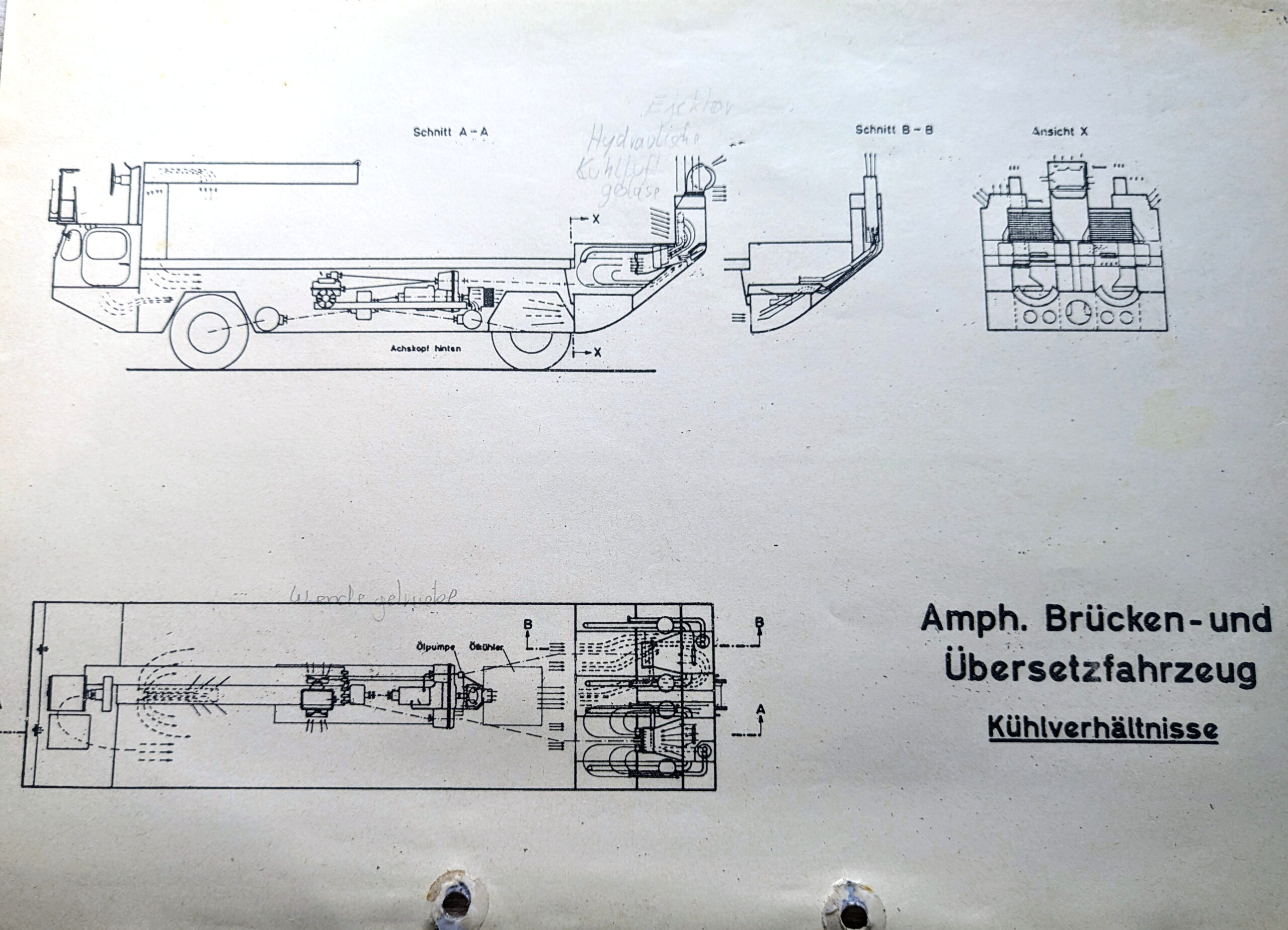 Techn. Zeichnung: Amph. Brücken- und Übersetzfahrzeug – Kühlverhältnisse, Foto: M. Topmöller